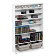 Furinno JAYA 7-Tier Wide Open Shelf CD Rack with Adjustable Shelves. White