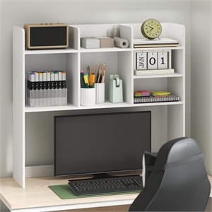 Furinno CLASSIC 7-Shelf Desktop Hutch. Desk Organzier. White