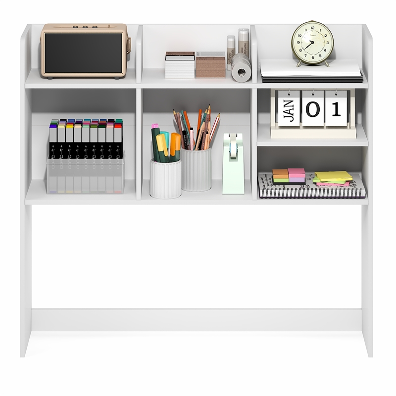 Furinno CLASSIC 7-Shelf Desktop Hutch. Desk Organzier. White
