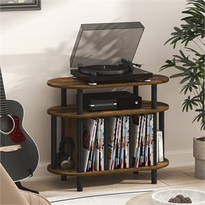 Furinno JAYA Record Player Stand. up to 180-185 Vinyl Records. Amber Pine