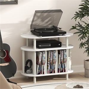 Furinno JAYA Record Player Stand. Holds up to 180-185 Vinyl Records. White