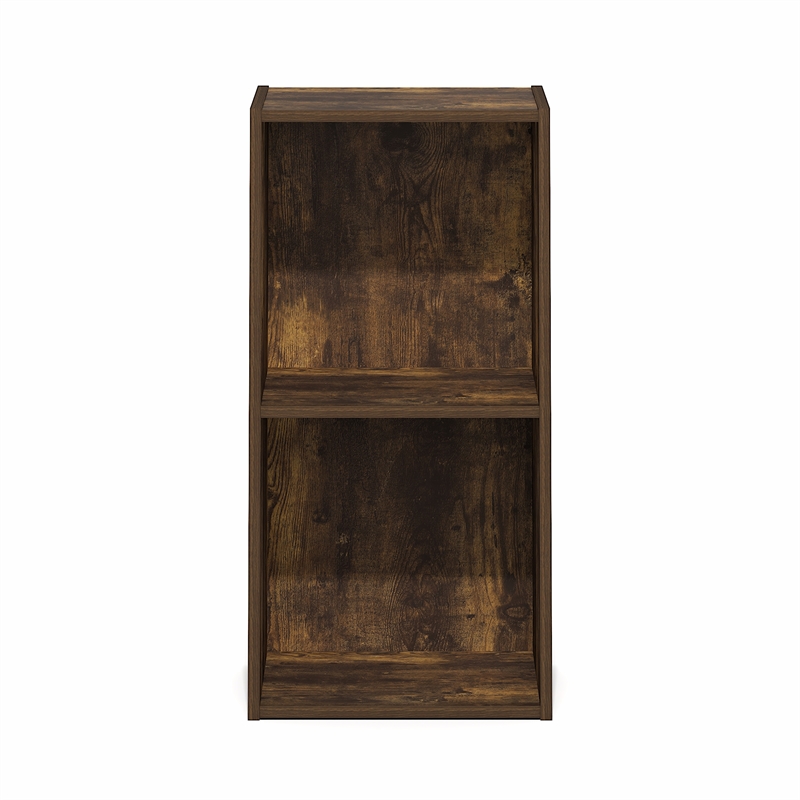 Furinno LUDER 2-Cube Open Shelves Bookcase. 11.6 x 12.2 x 24. Amber Pine
