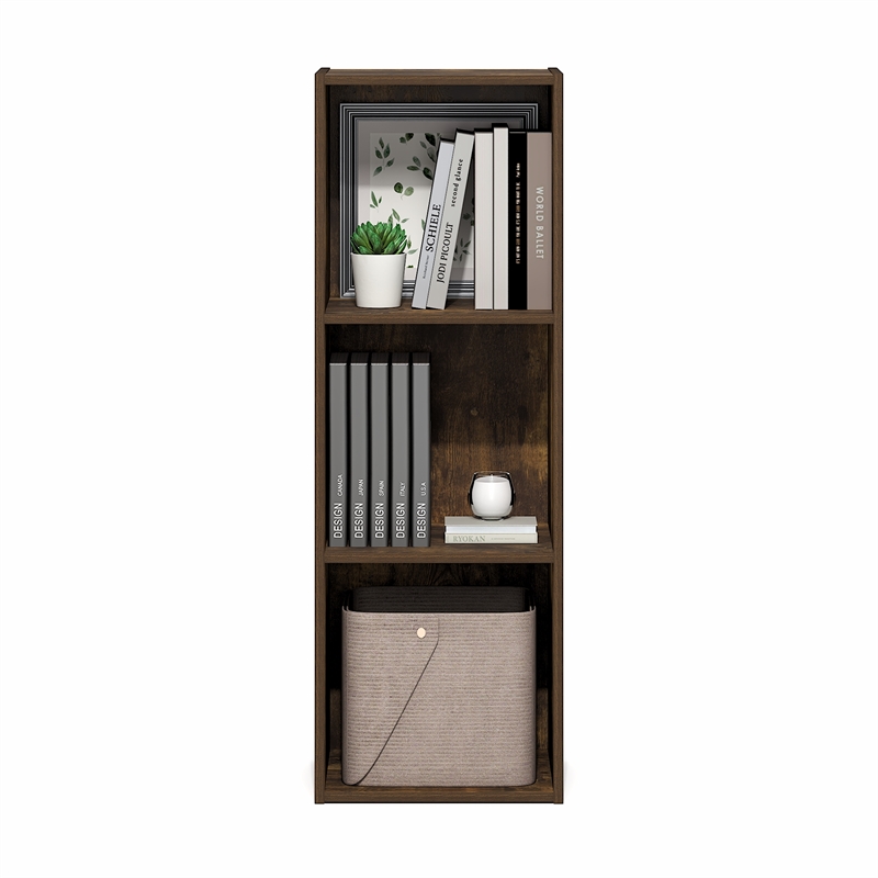 Furinno LUDER 3-Cube Open Shelves Bookcase. 11.6 x 12.2 x 35.7. Amber Pine