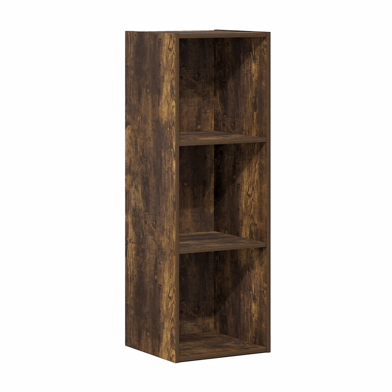 Furinno LUDER 3-Cube Open Shelves Bookcase. 11.6 x 12.2 x 35.7. Amber Pine