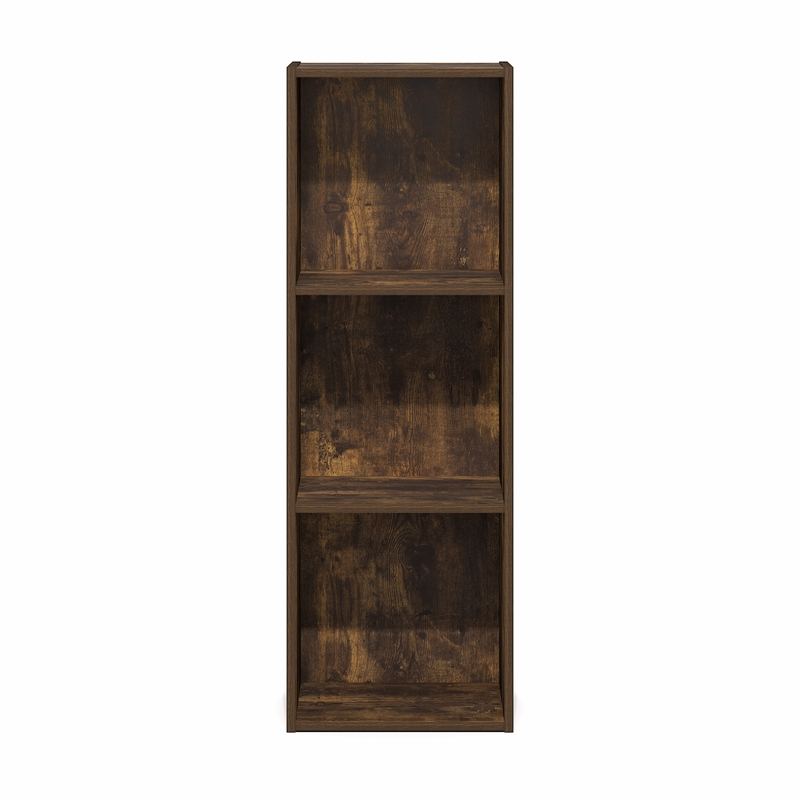 Furinno LUDER 3-Cube Open Shelves Bookcase. 11.6 x 12.2 x 35.7. Amber Pine