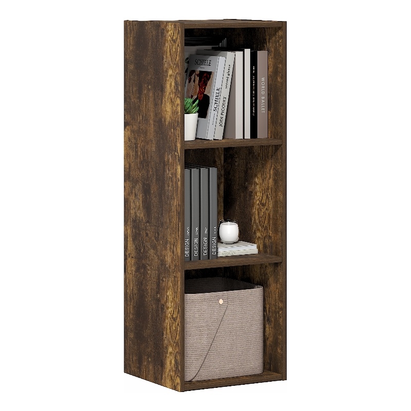 Furinno LUDER 3-Cube Open Shelves Bookcase. 11.6 x 12.2 x 35.7. Amber Pine