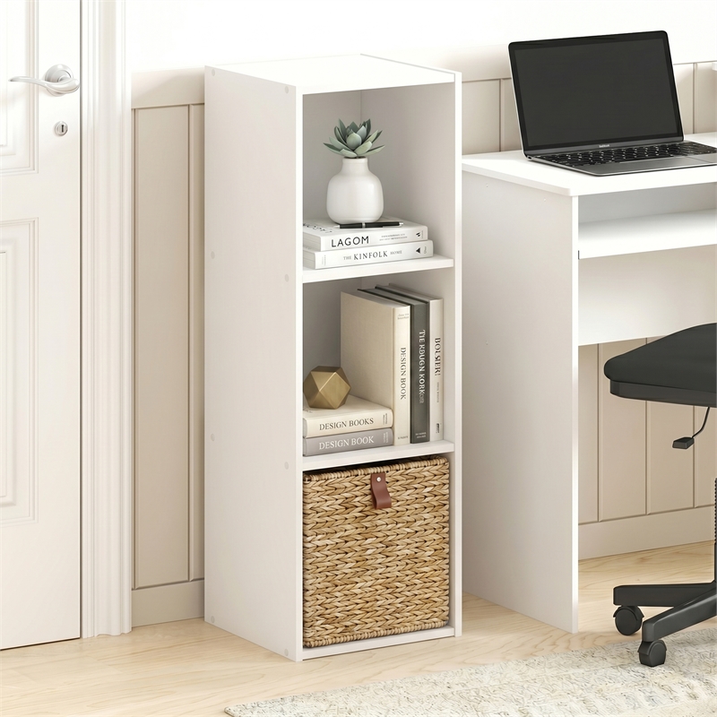 Furinno LUDER 3-Cube Open Shelves Bookcase. 11.6 x 12.2 x 35.7. White