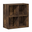 Furinno LUDER 4-Cube Open Shelves Bookcase. 11.6 x 23.9 x 24. Amber Pine