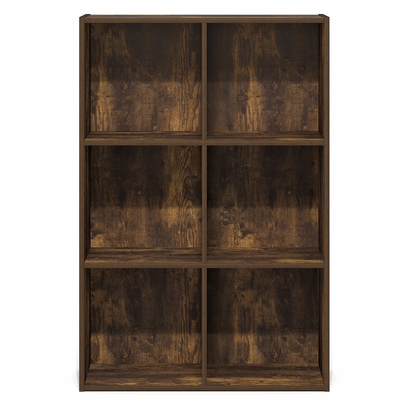 Furinno LUDER 6-Cube Open Shelves Bookcase. 11.6 x 23.9 x 35.7. Amber Pine