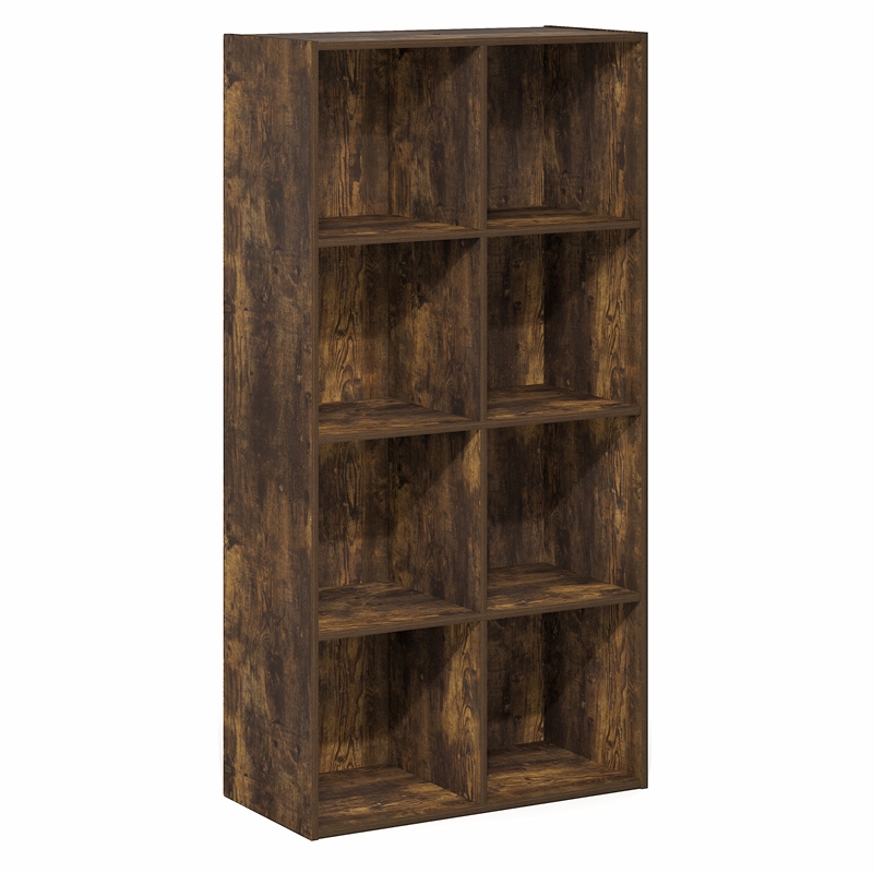 Furinno LUDER 8-Cube Open Shelves Bookcase. 11.6 x 23.9 x 47.4. Amber Pine
