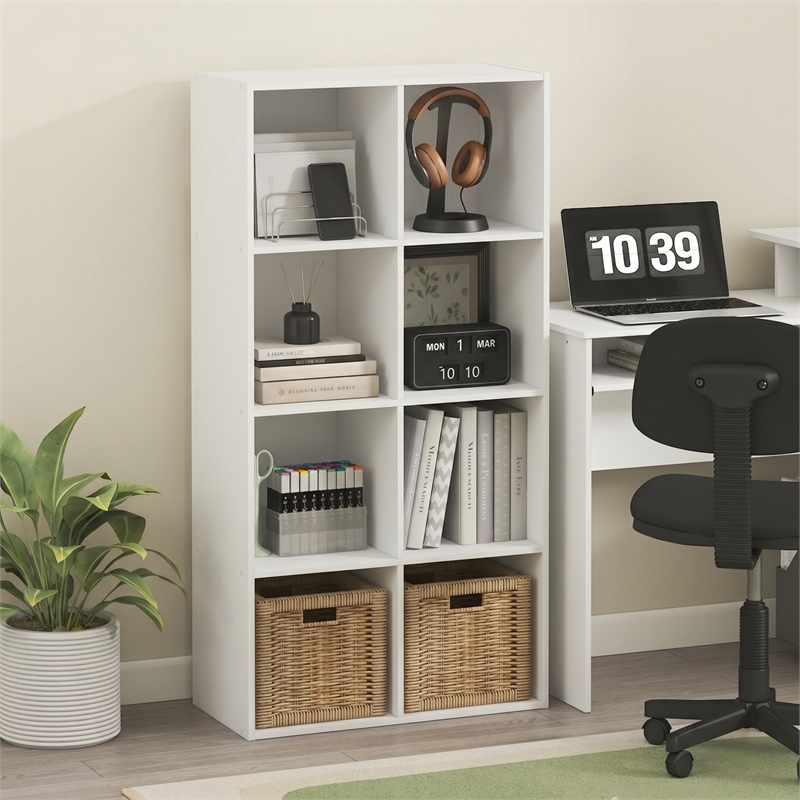 Furinno LUDER 8-Cube Open Shelves Bookcase. 11.6 x 23.9 x 47.4. White