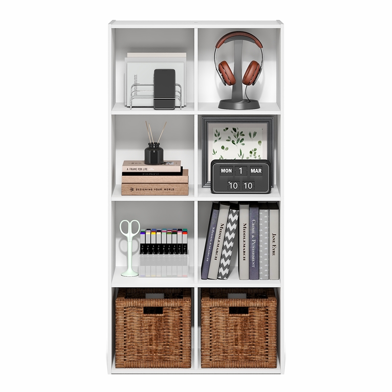 Furinno LUDER 8-Cube Open Shelves Bookcase. 11.6 x 23.9 x 47.4. White