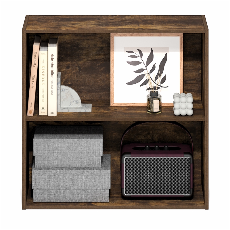 Furinno PASIR 2-Tier Open Shelves Bookcase. 9.5 x 24.6 x 23.7. Amber Pine