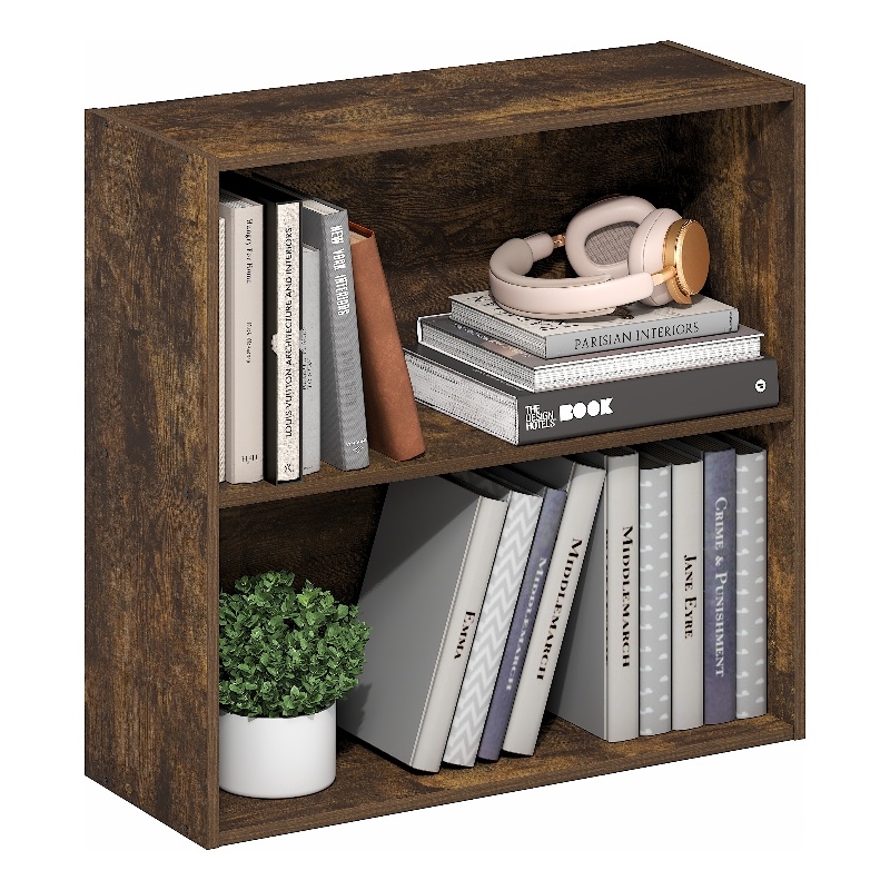 Furinno PASIR 2-Tier Open Shelves Bookcase. 9.5 x 24.6 x 23.7. Amber Pine