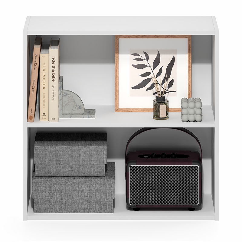 Furinno PASIR 2-Tier Open Shelves Bookcase. 9.5 x 24.6 x 23.7. White