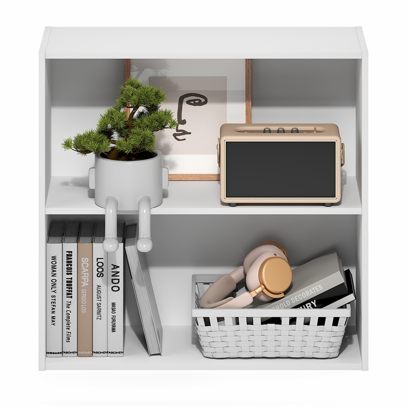 Furinno PASIR 2-Tier Open Shelves Bookcase. 11.6 x 24.6 x 23.7. White