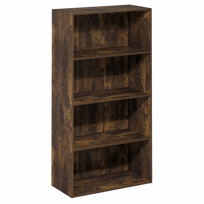 Furinno PASIR 4-Tier Open Shelves Bookcase. 11.6 x 24.6 x 46.9. Amber Pine