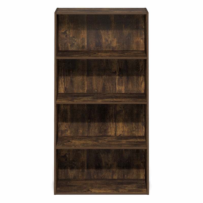 Furinno PASIR 4-Tier Open Shelves Bookcase. 11.6 x 24.6 x 46.9. Amber Pine