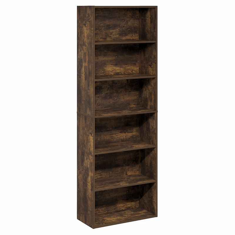 Furinno PASIR 6-Tier Open Shelves Bookcase. 11.6 x 24.6 x 71. Amber Pine