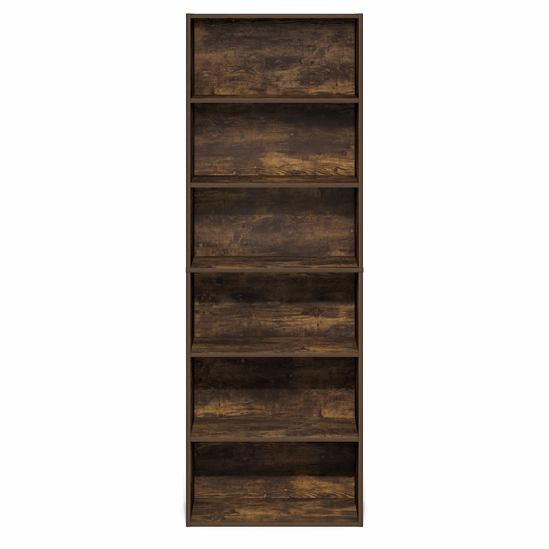 Furinno PASIR 6-Tier Open Shelves Bookcase. 11.6 x 24.6 x 71. Amber Pine