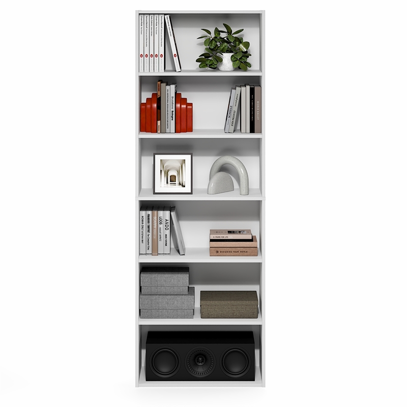 Furinno PASIR 6-Tier Open Shelves Bookcase. 11.6 x 24.6 x 71. White