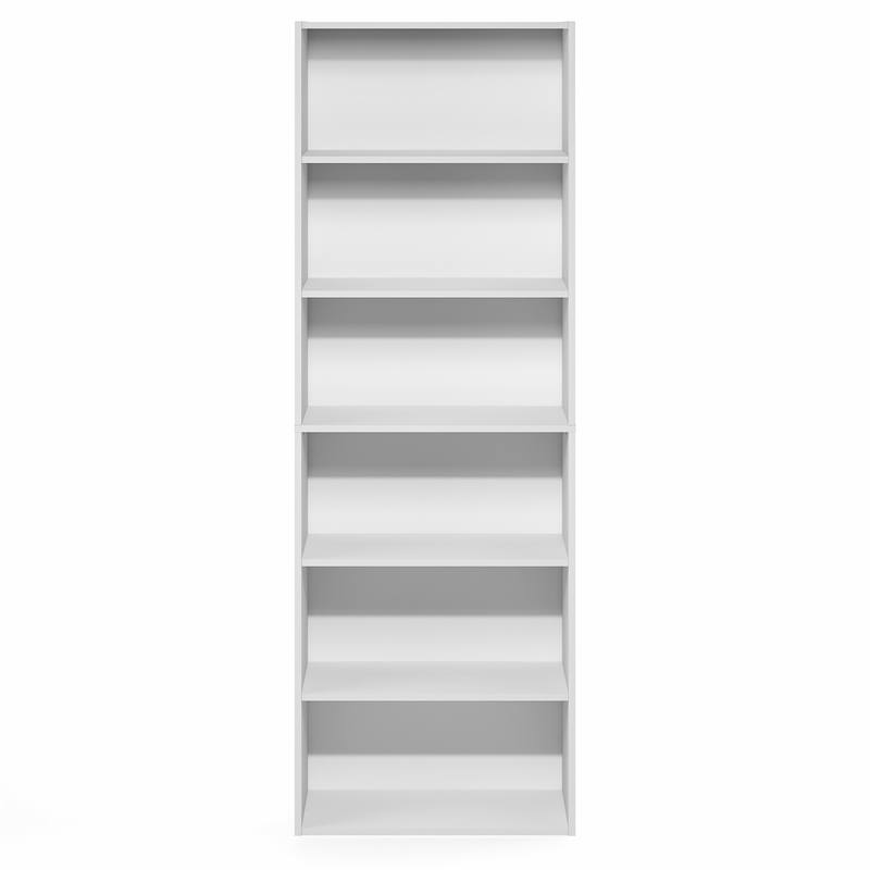 Furinno PASIR 6-Tier Open Shelves Bookcase. 11.6 x 24.6 x 71. White