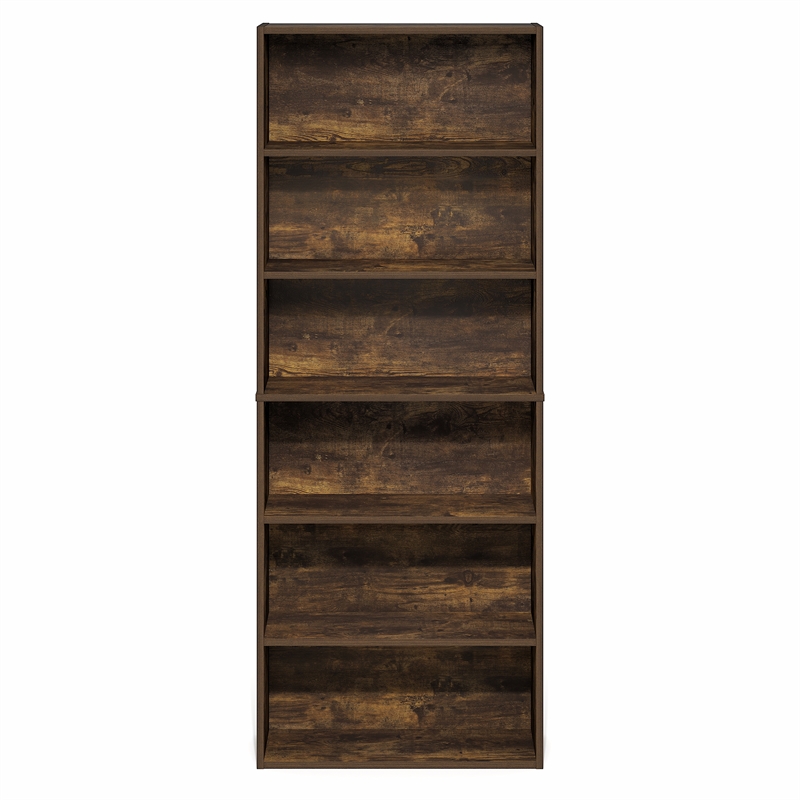 Furinno JAYA 6-Tier Open Shelf Bookcase. 9.5 x 24.6 x 63.3. Amber Pine