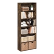 Furinno JAYA 6-Tier Open Shelf Bookcase. 9.5 x 24.6 x 63.3. Amber Pine