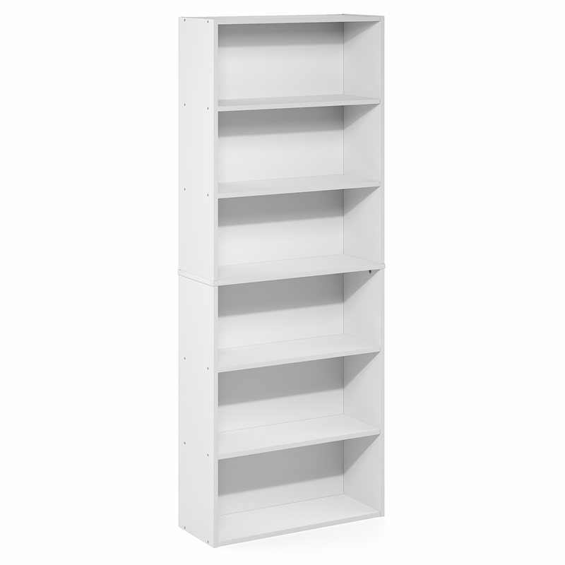 Furinno JAYA 6-Tier Open Shelf Standing Bookcase. 9.5 x 24.6 x 63.3. White