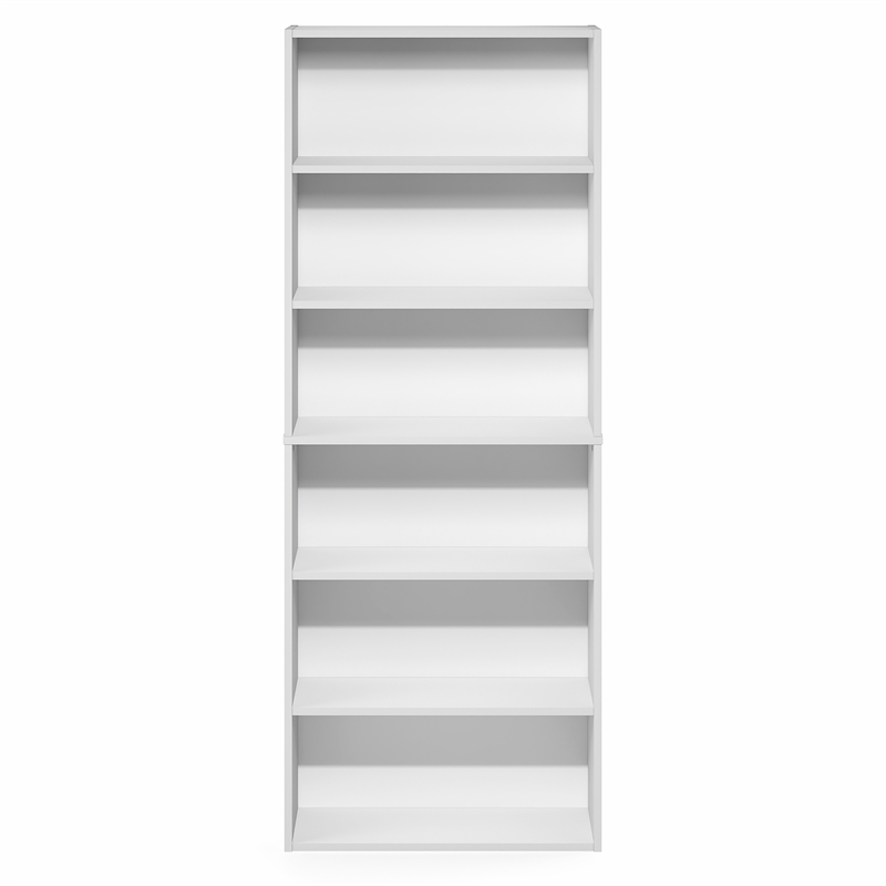 Furinno JAYA 6-Tier Open Shelf Standing Bookcase. 9.5 x 24.6 x 63.3. White