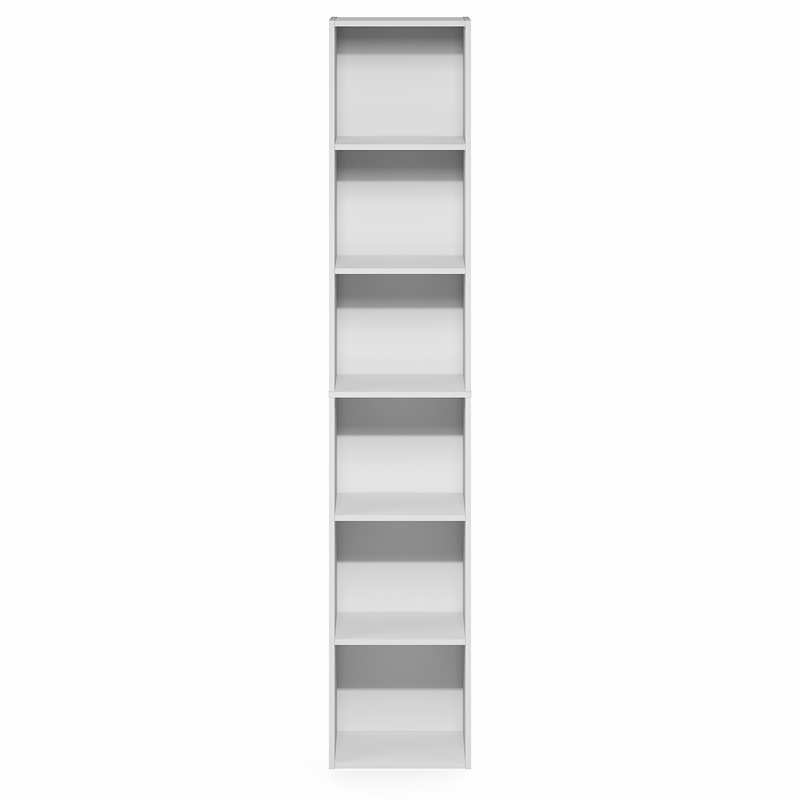 Furinno LUDER 6-Tier Narrow Open Shelf Bookcase. 9.4 x 12.1 x 63.3. White