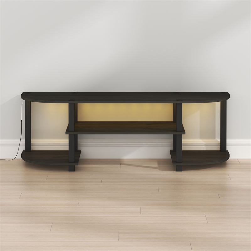 Furinno Turn-S-Tube 3-Tier LED TV Stand for TV up to 55 Inch. Espresso