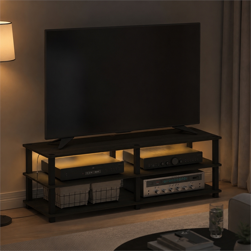 Furinno Turn-S-Tube 3-Tier LED TV Stand for TV up to 46 Inch. Espresso