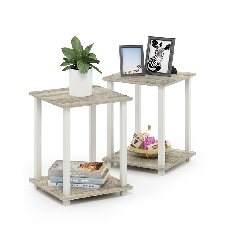 Furinno SIMPLISTIC Set of 2. 2-Tier Nightstand. Bedside Table. Sonoma Oak