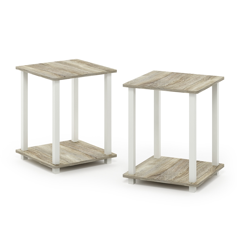 Furinno SIMPLISTIC Set of 2. 2-Tier Nightstand. Bedside Table. Sonoma Oak