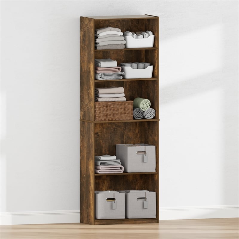 Furinno REED 5-Tier Open Shelf Closet Organizers/Storage. Amber Pine