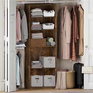 Furinno REED 5-Tier Open Shelf Closet Organizers/Storage. Amber Pine