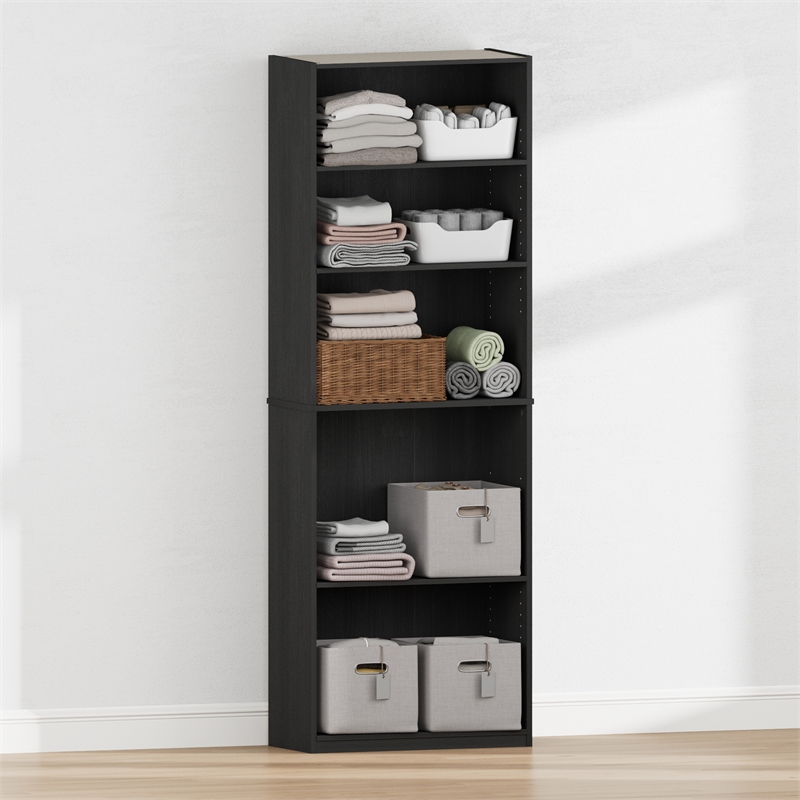 Furinno REED 5-Tier Open Shelf Closet Organizers/Storage. Black