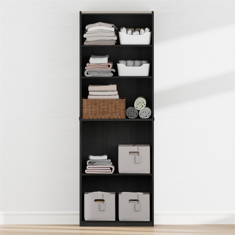 Furinno REED 5-Tier Open Shelf Closet Organizers/Storage. Black