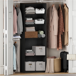 Furinno REED 5-Tier Open Shelf Closet Organizers/Storage. Black