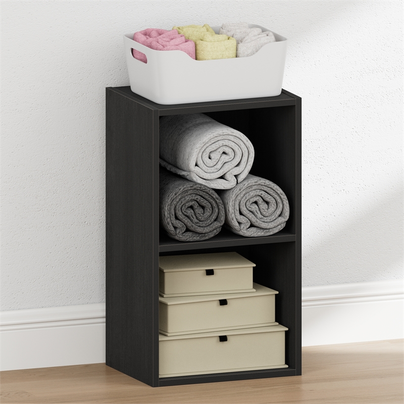 Furinno REED 2-Tier Open Shelf Closet Organizers/Storage. Blackwood