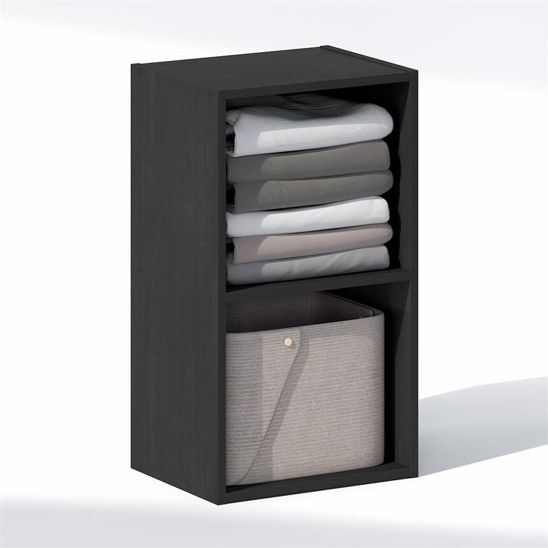 Furinno REED 2-Tier Open Shelf Closet Organizers/Storage. Blackwood
