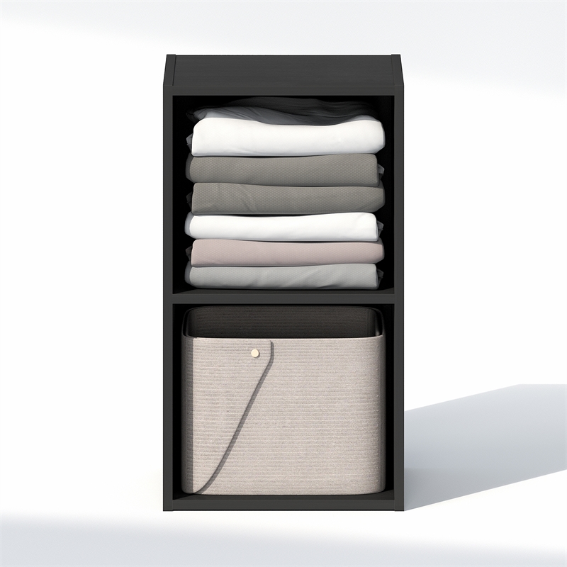 Furinno REED 2-Tier Open Shelf Closet Organizers/Storage. Blackwood