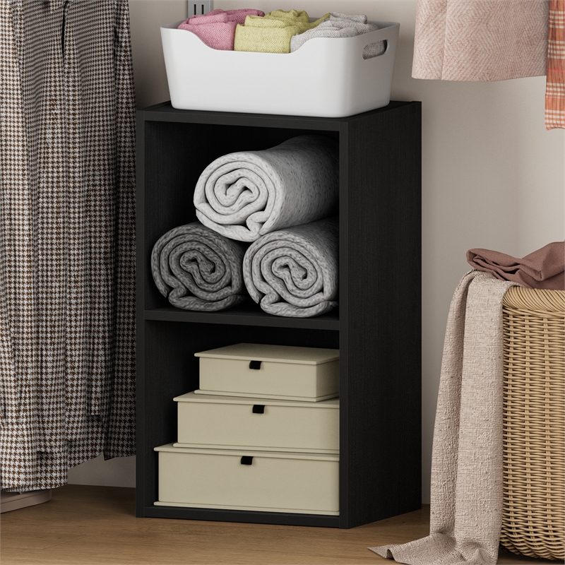 Furinno REED 2-Tier Open Shelf Closet Organizers/Storage. Blackwood