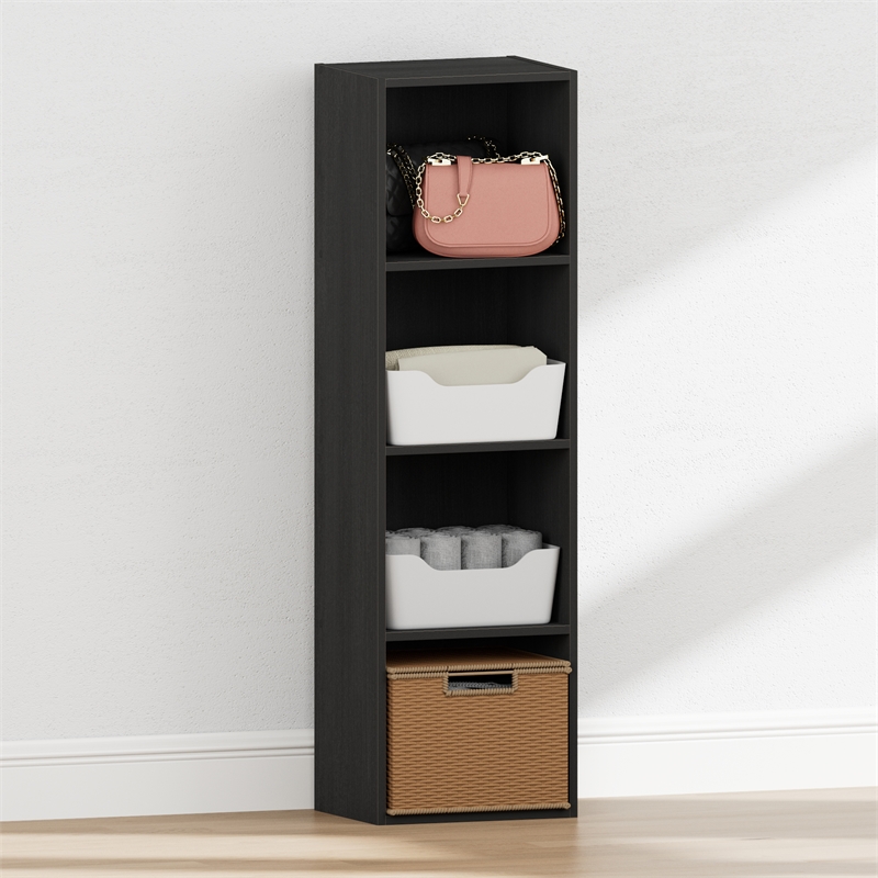 Furinno REED 4-Tier Open Shelf Closet Organizers/Storage. Blackwood