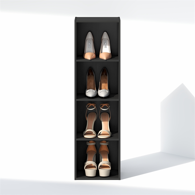 Furinno REED 4-Tier Open Shelf Closet Organizers/Storage. Blackwood