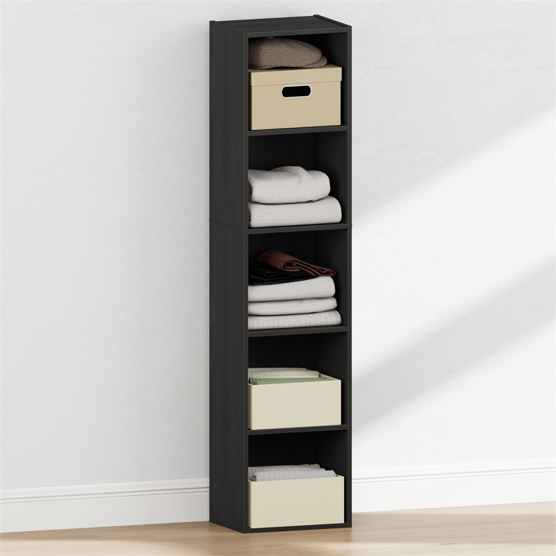 Furinno REED 5-Tier Open Shelf Closet Organizers/Storage. Blackwood