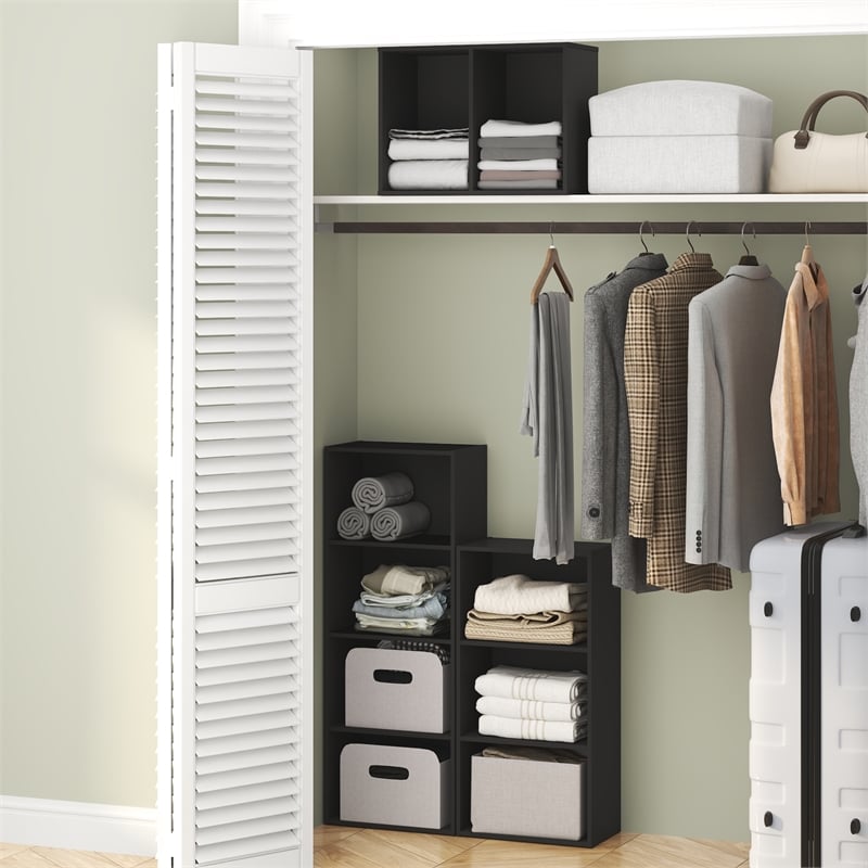 Furinno REED 2-Tier Closet Organizers/Storage with Open Shelf. Blackwood
