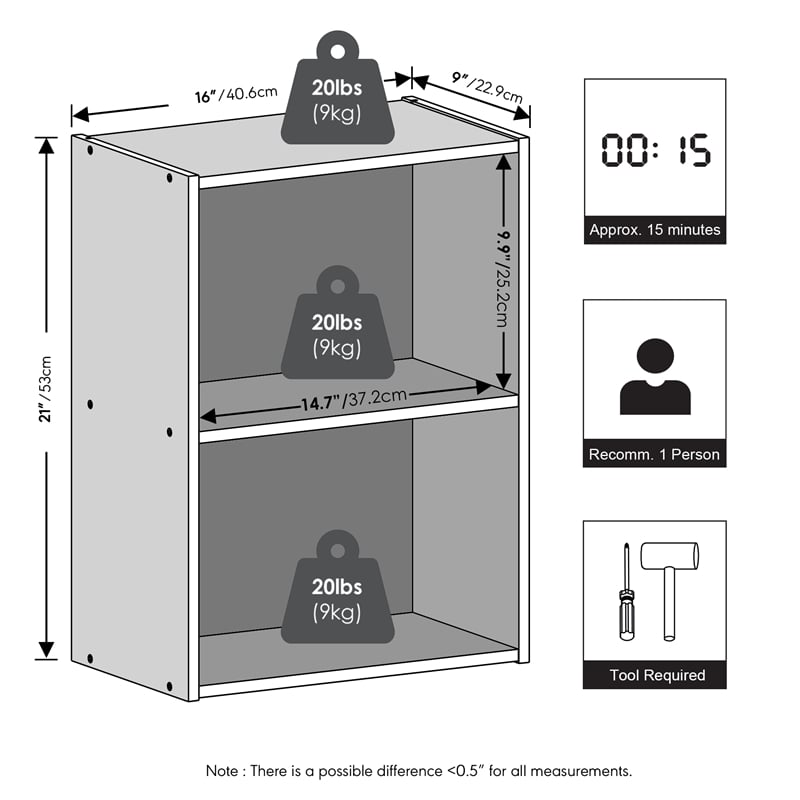 Furinno REED 2-Tier Closet Organizers/Storage with Open Shelf. Blackwood