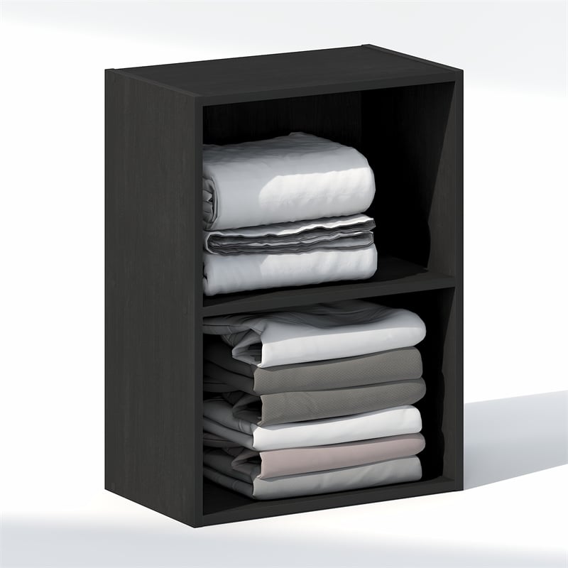 Furinno REED 2-Tier Closet Organizers/Storage with Open Shelf. Blackwood